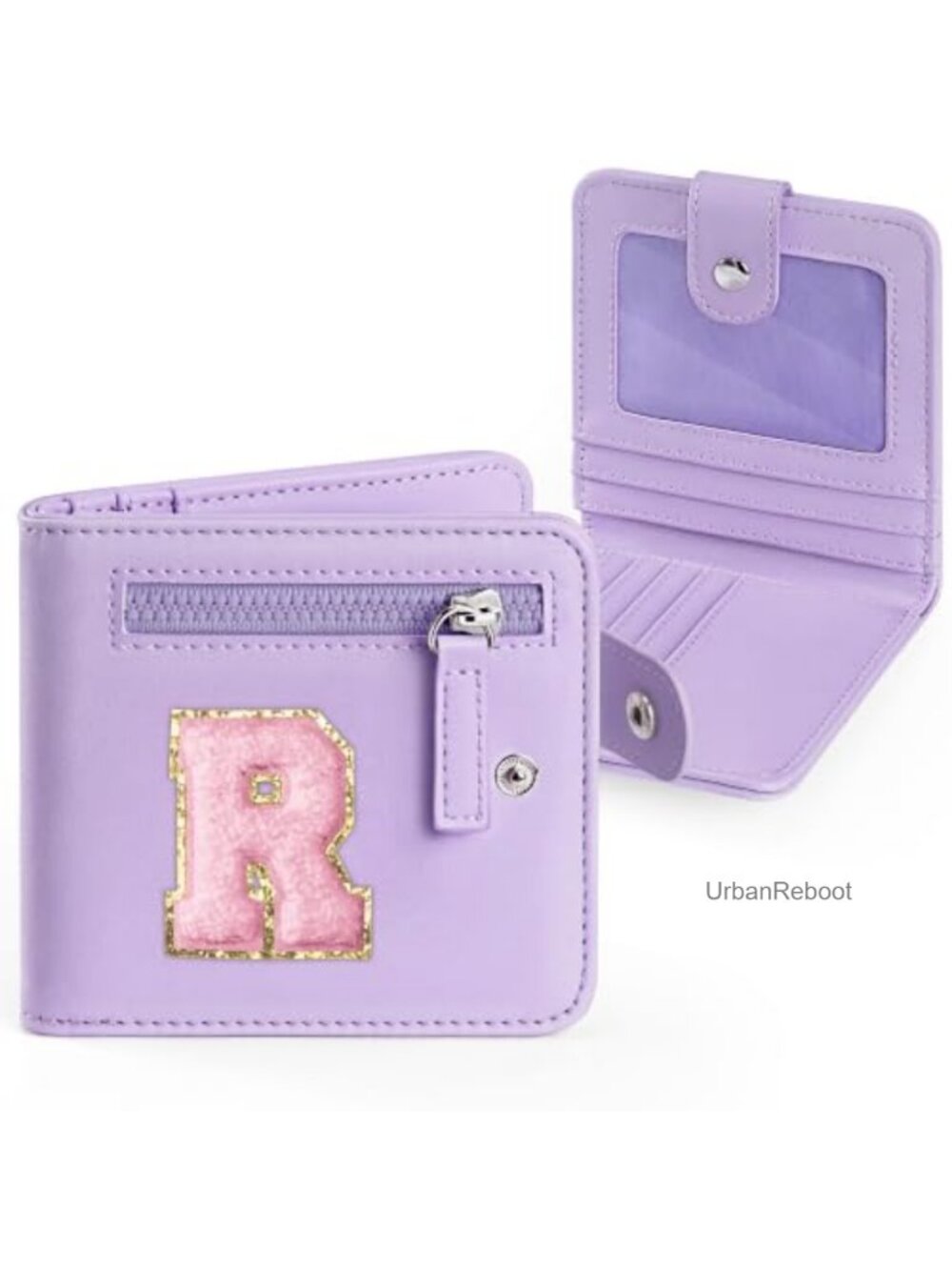 Girls Personalized Wallet Faux Leather Compact Purse with Card Slots